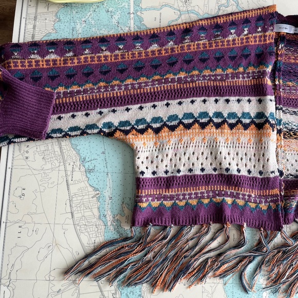 Knit Mix Cropped Cardigan with Tassels - Picture 4 of 6